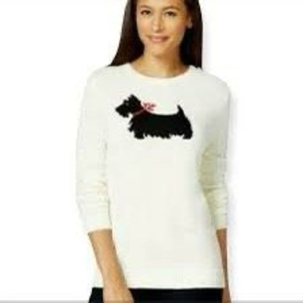 Charter Club Knit PullOver Sweater Sz 3X Scottie Dog Cream